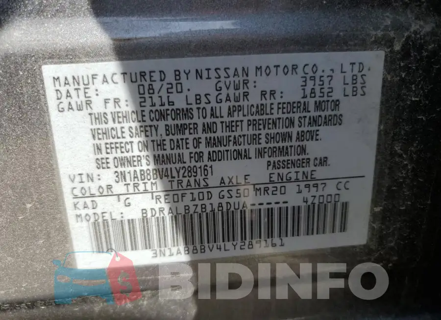 3N1AB8BV4LY289161 Photo# 12