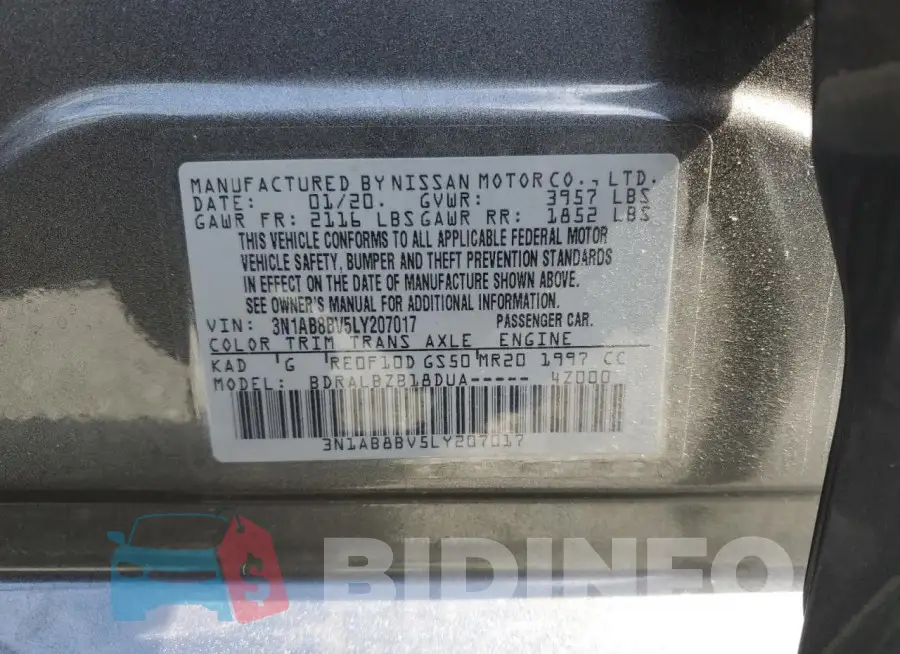 3N1AB8BV5LY207017 Photo# 12