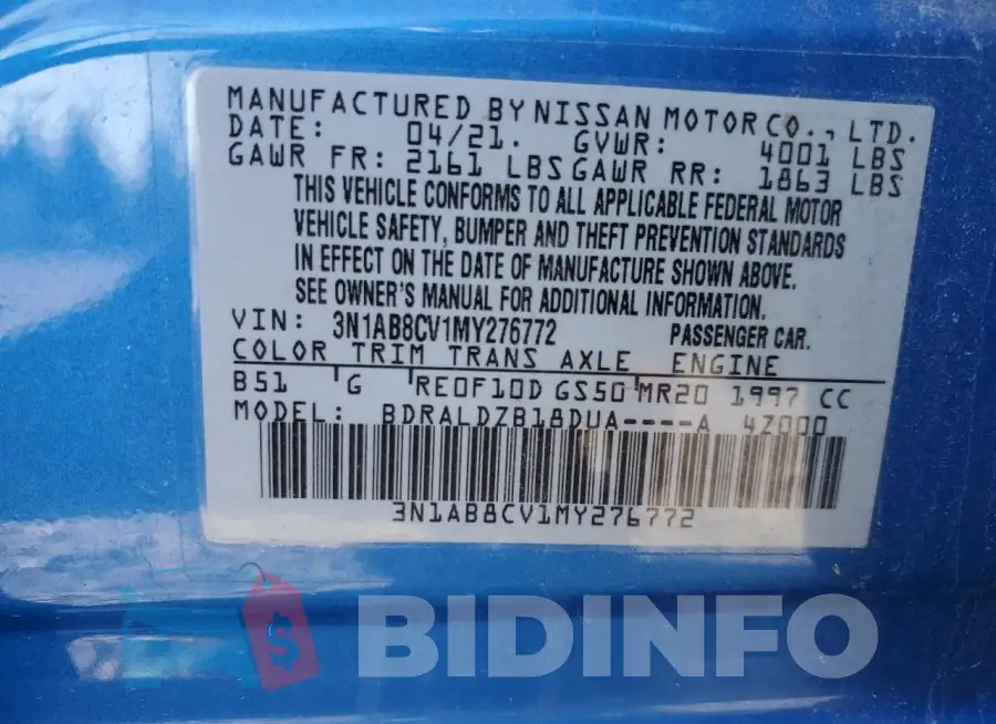 3N1AB8CV1MY276772 Photo# 12