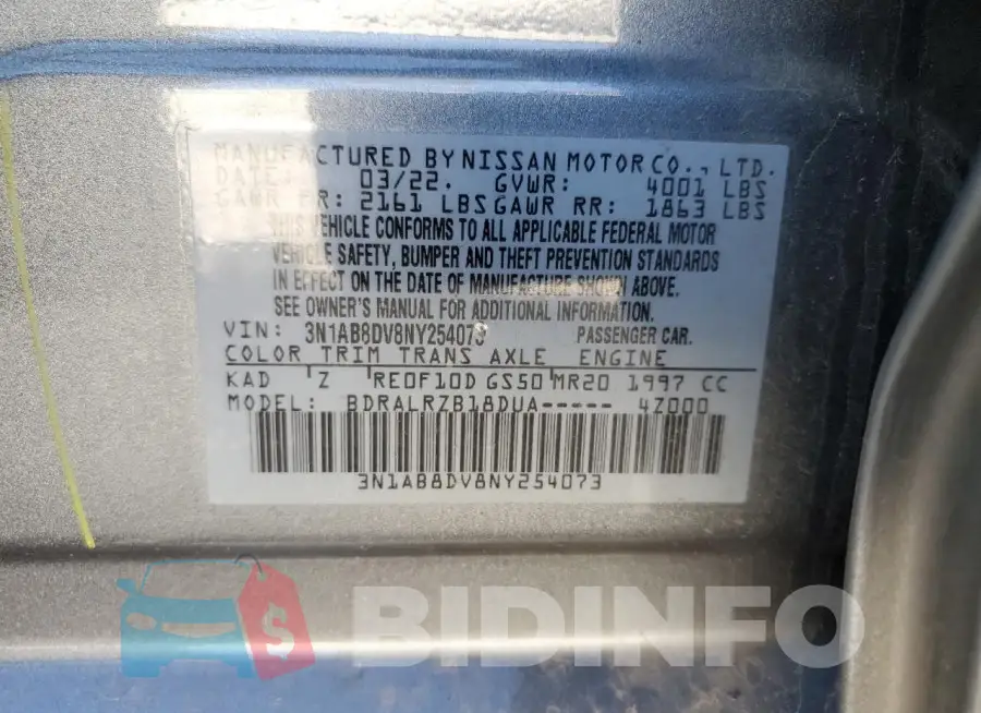 3N1AB8DV8NY254073 Photo# 13