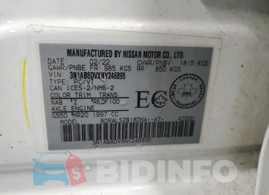 3N1AB8DVXNY246895 Photo# 13