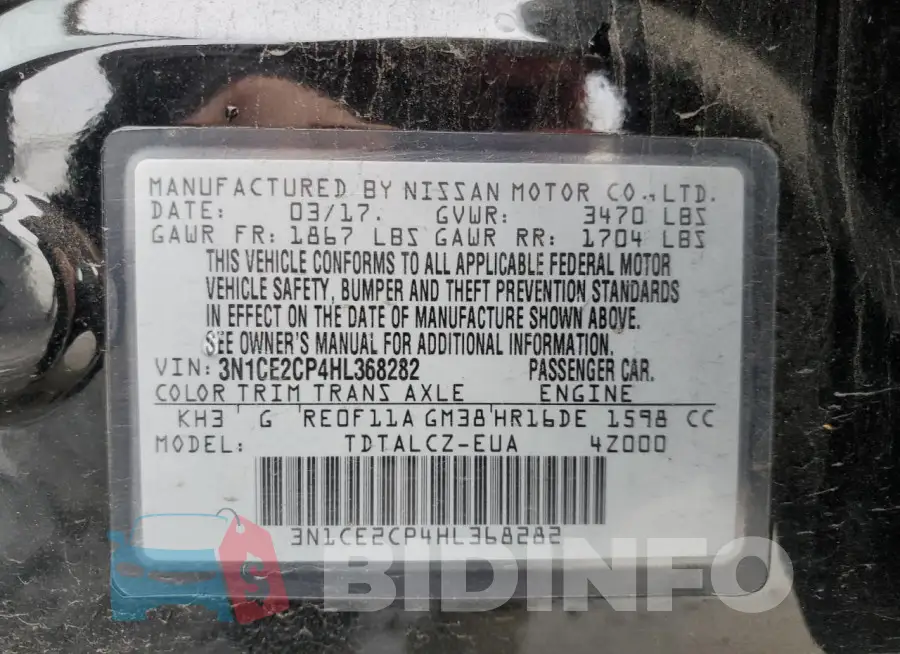 3N1CE2CP4HL368282 Photo# 12