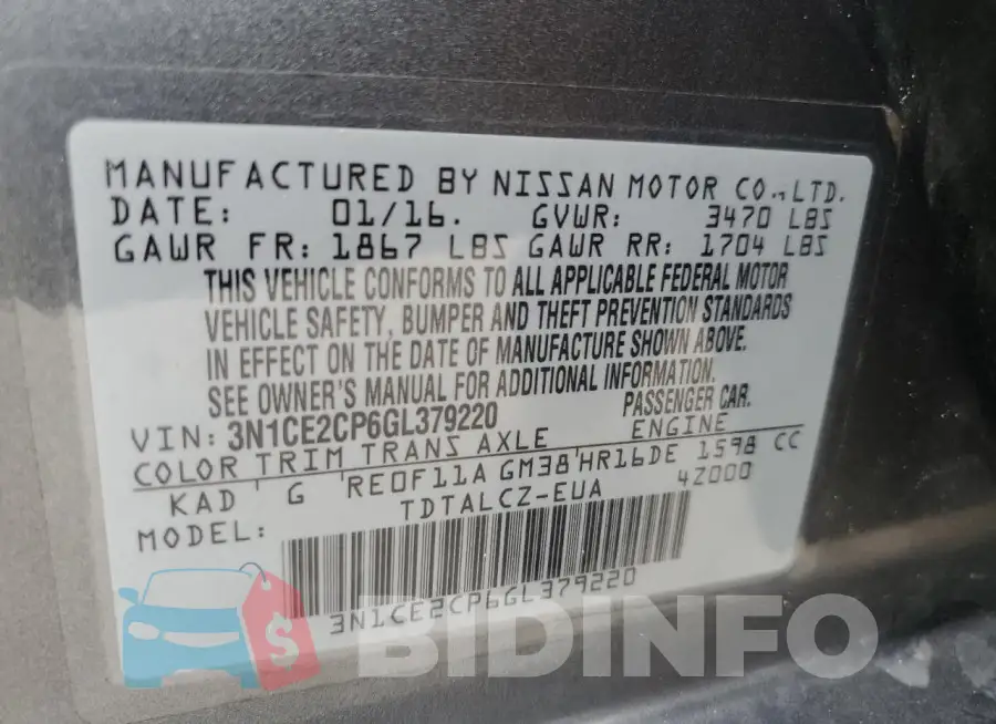 3N1CE2CP6GL379220 Photo# 12