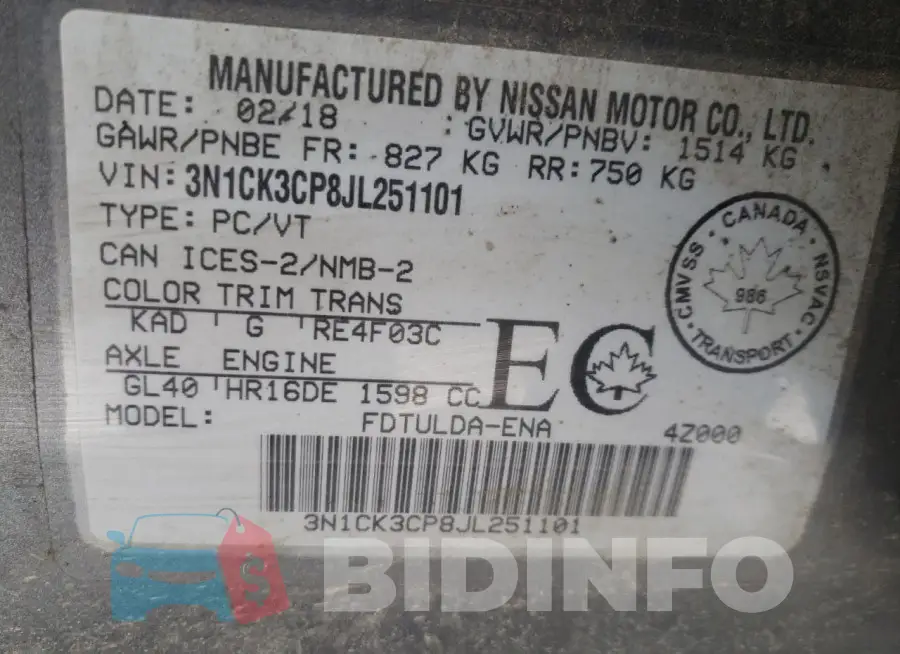 3N1CK3CP8JL251101 Photo# 13