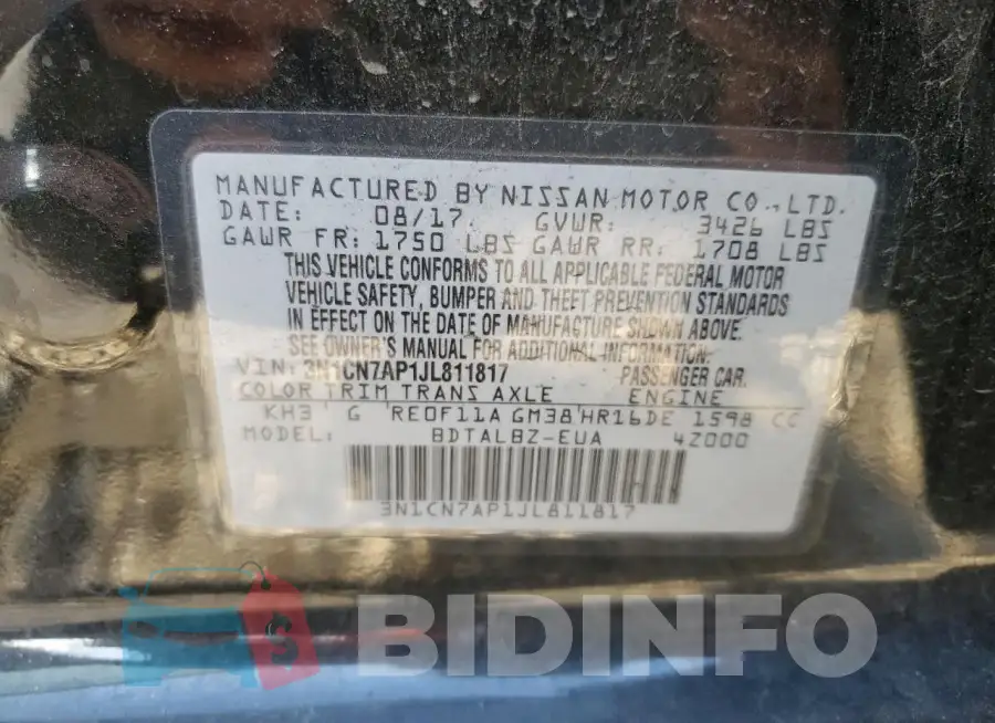 3N1CN7AP1JL811817 Photo# 12