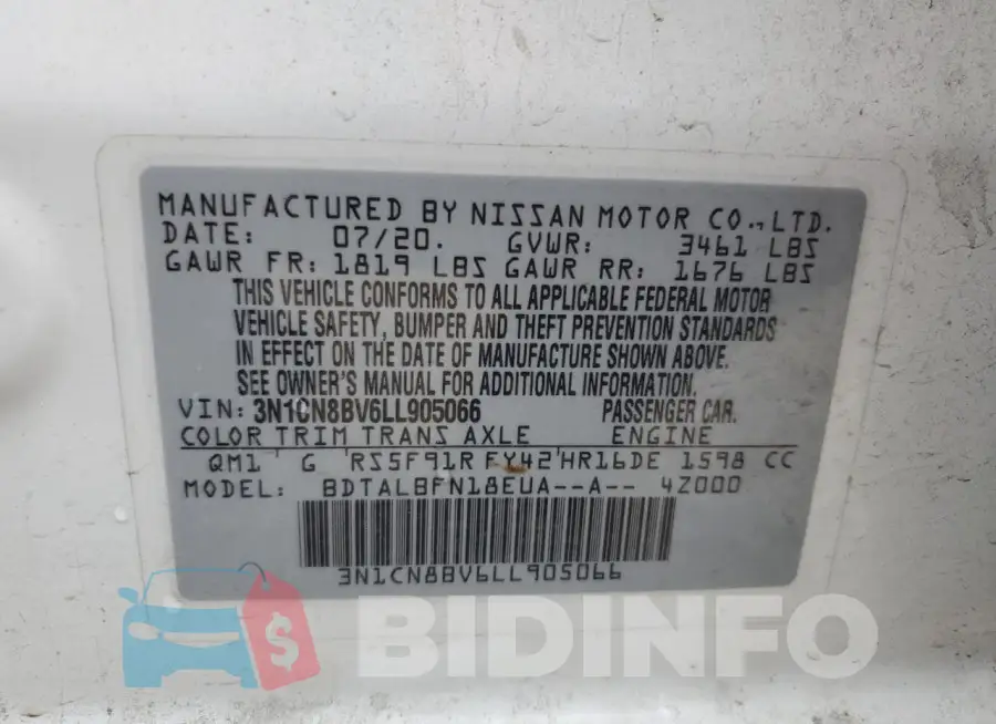 3N1CN8BV6LL905066 Photo# 12
