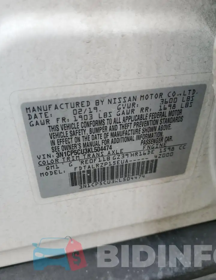 3N1CP5CU3KL504474 Photo# 12