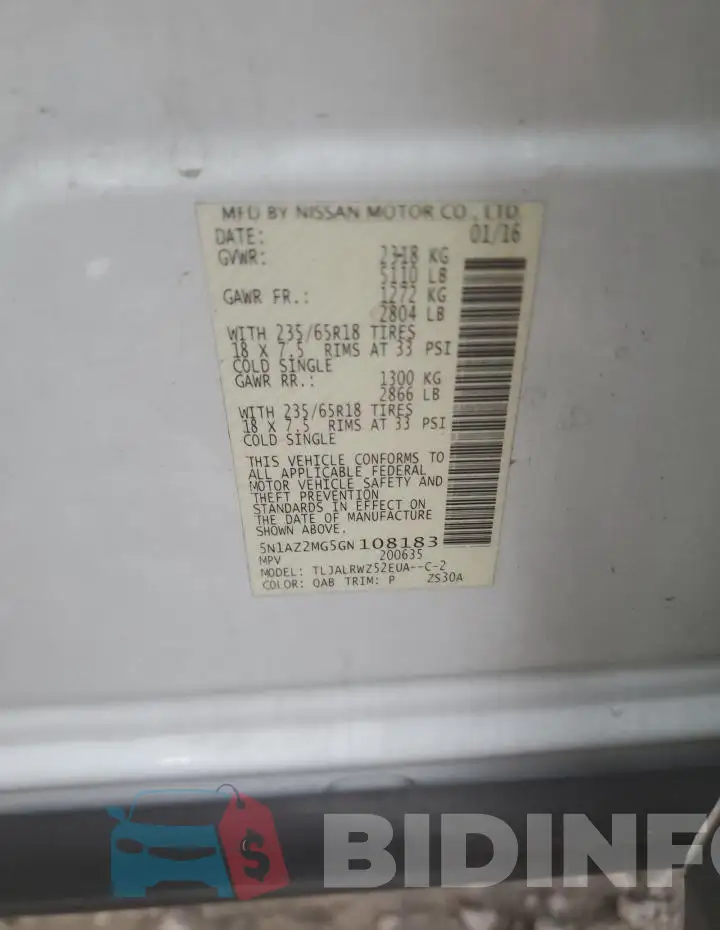 5N1AZ2MG5GN108183 Photo# 12
