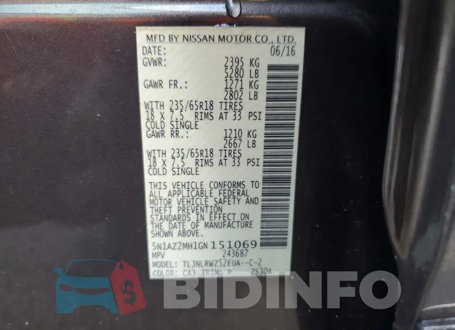 5N1AZ2MH1GN151069 Photo# 12