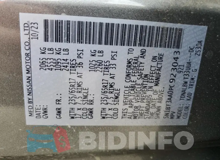 5N1BT3AA0PC923043 Photo# 13