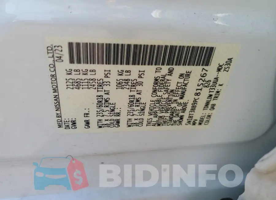 5N1BT3BB9PC815267 Photo# 12