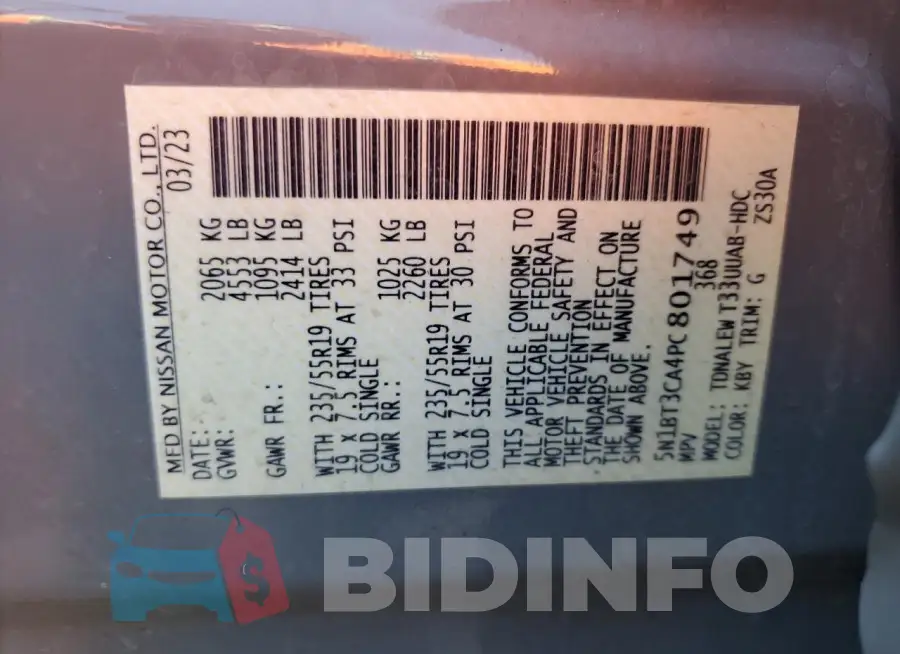 5N1BT3CA4PC801749 Photo# 14