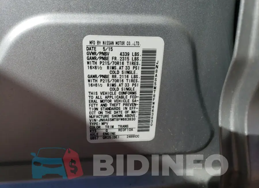 JN8AS5MT8FW663830 Photo# 12
