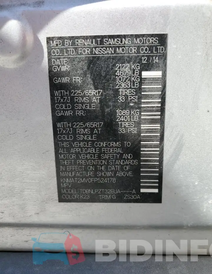 KNMAT2MV0FP524178 Photo# 12