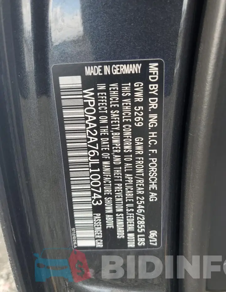 WP0AA2A76JL100743 Photo# 12
