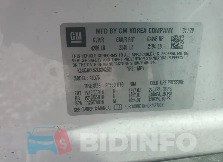 KL4CJASB2LB342521 Photo# 13