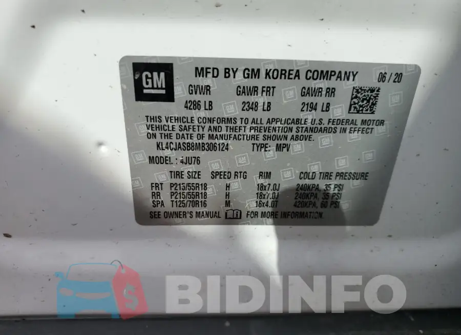 KL4CJASB8MB306124 Photo# 14
