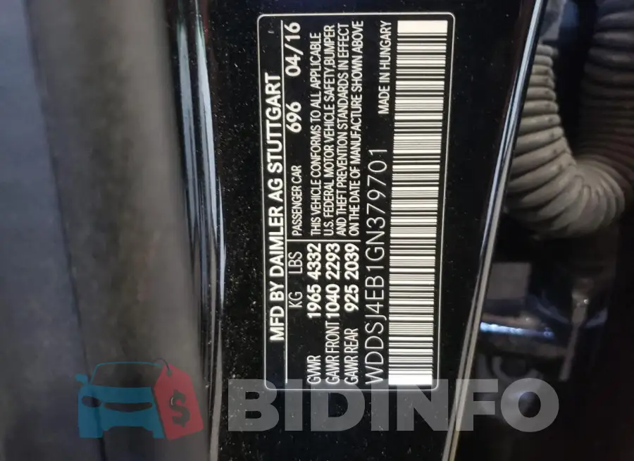 WDDSJ4EB1GN379701 Photo# 12