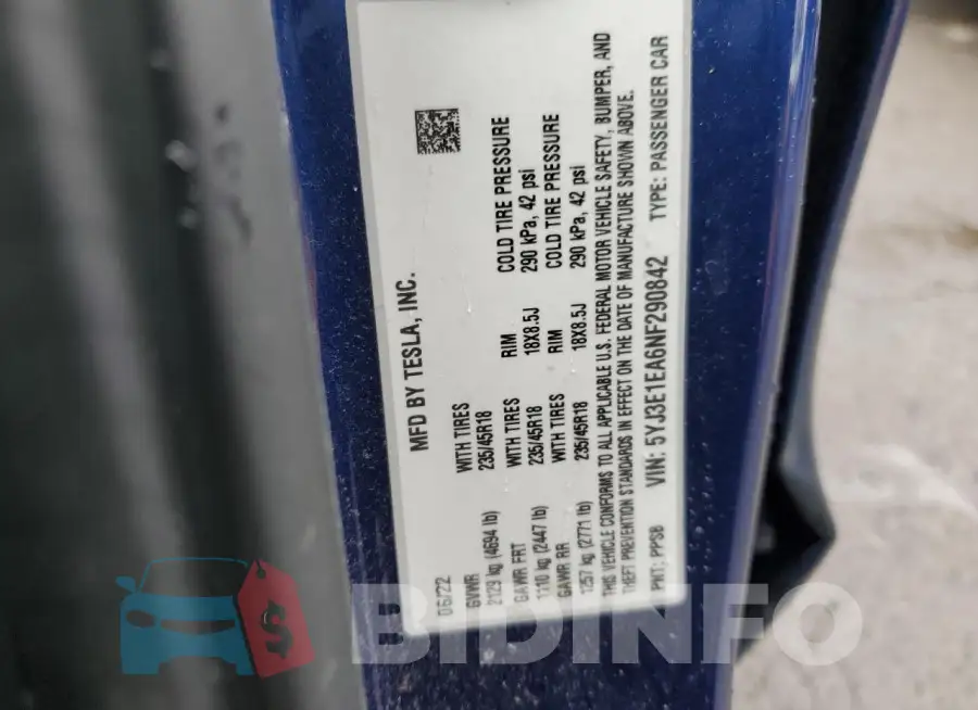 5YJ3E1EA6NF290842 Photo# 12