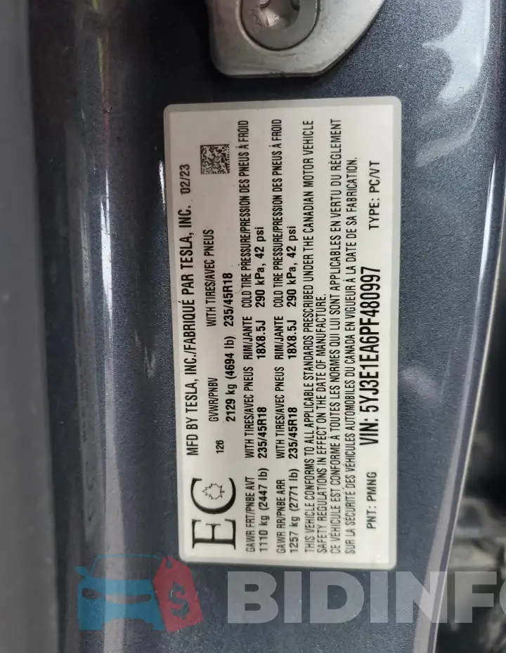 5YJ3E1EA6PF480997 Photo# 12