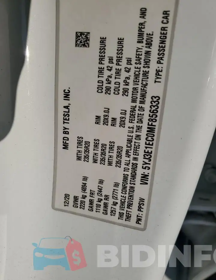 5YJ3E1EC0MF856333 Photo# 12