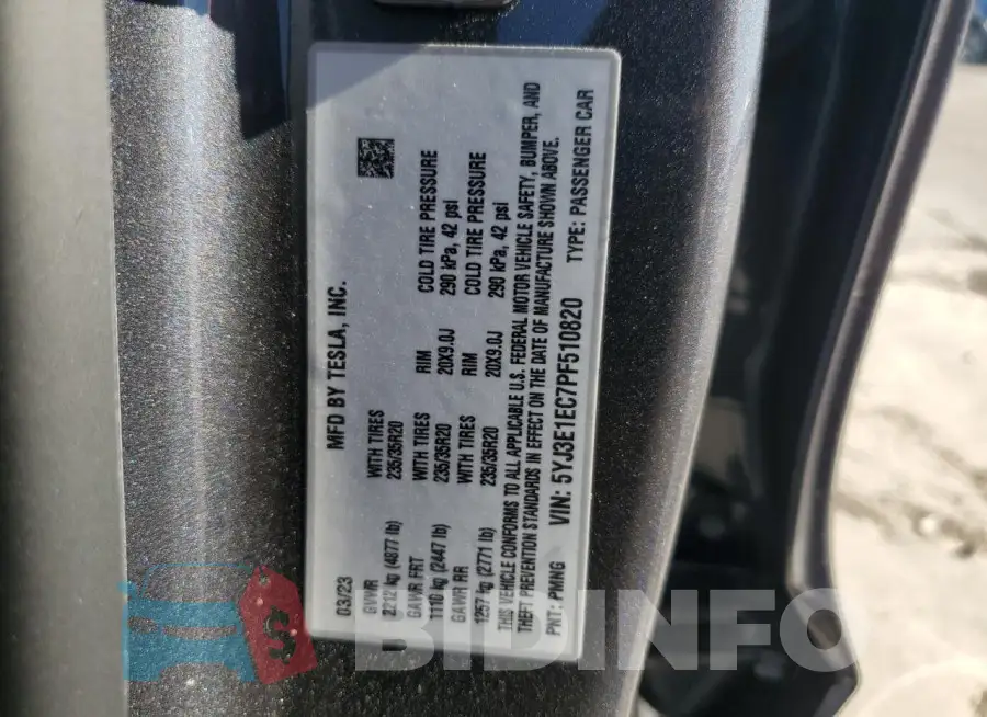 5YJ3E1EC7PF510820 Photo# 12