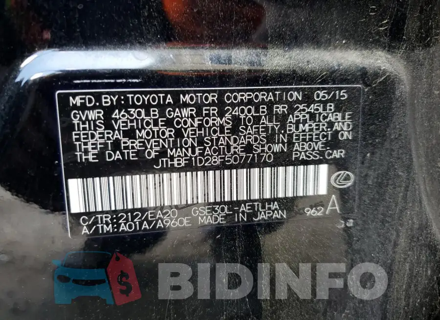 JTHBF1D28F5077170 Photo# 12