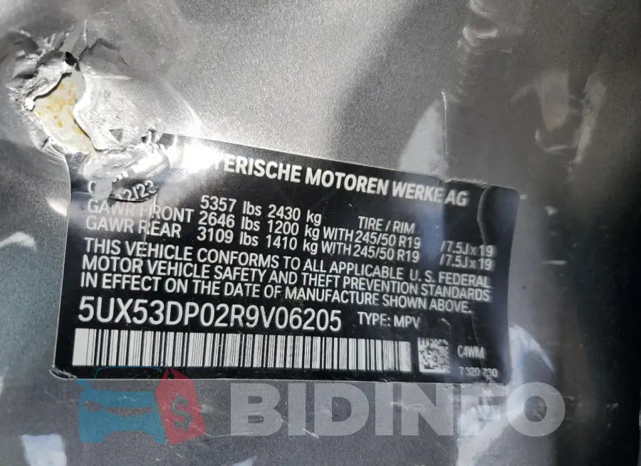 5UX53DP02R9V06205 Photo# 12