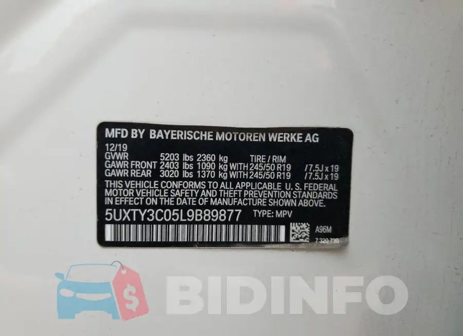 5UXTY3C05L9B89877 Photo# 13