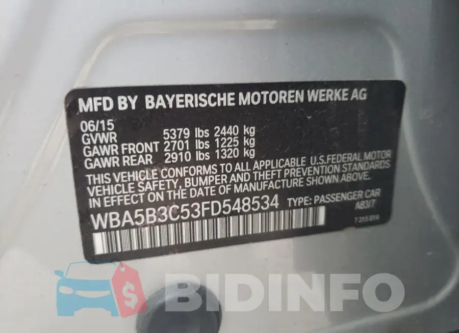 WBA5B3C53FD548534 Photo# 12