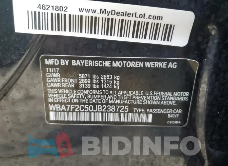 WBA7F2C50JB238725 Photo# 12