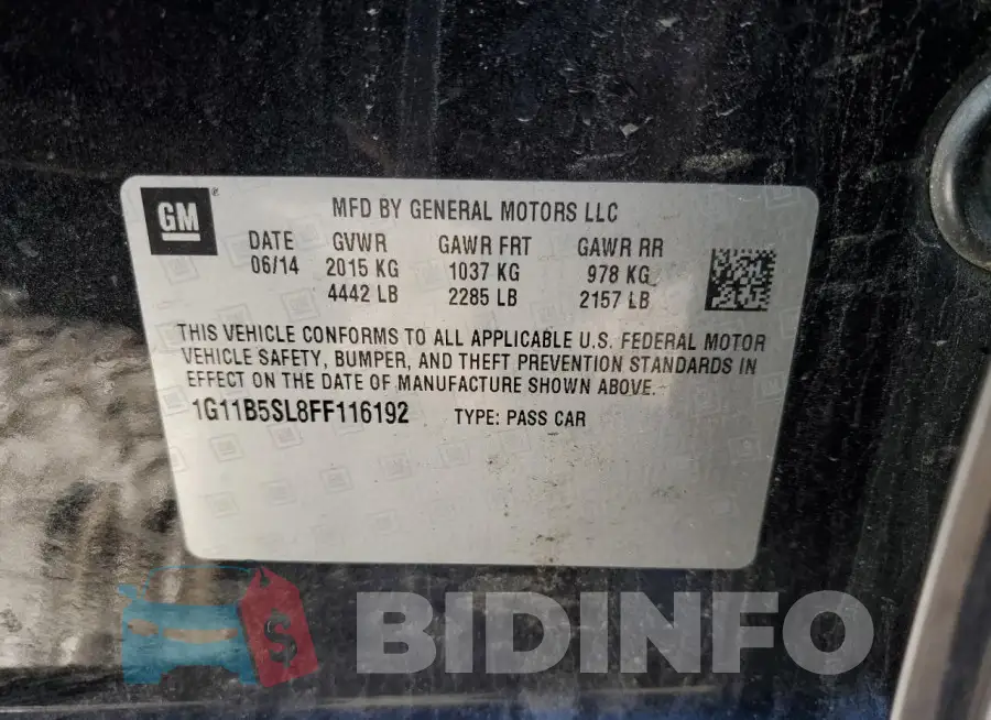 1G11B5SL8FF116192 Photo# 12