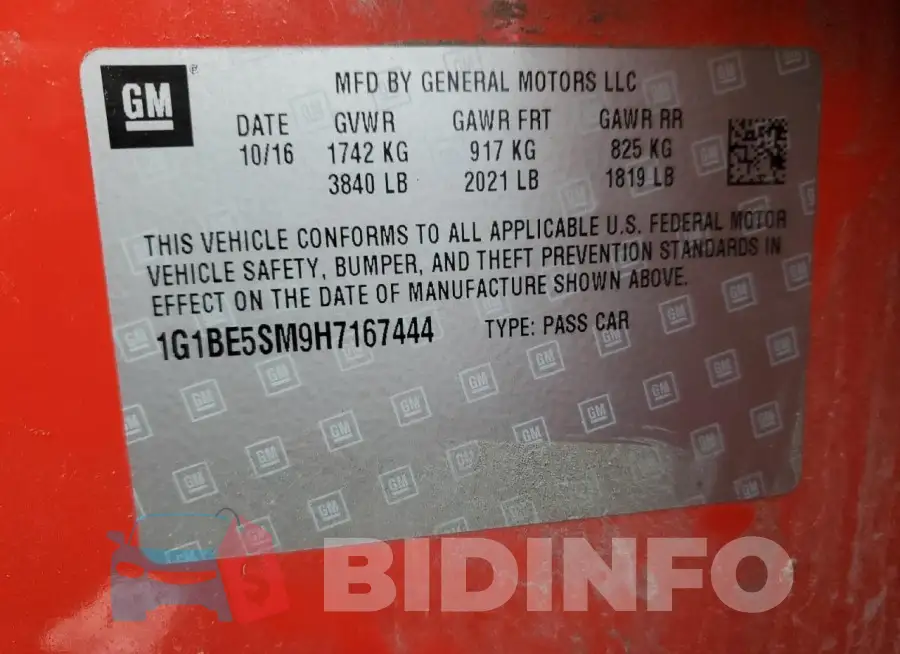 1G1BE5SM9H7167444 Photo# 13