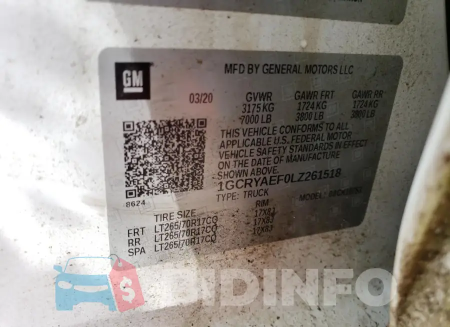 1GCRYAEF0LZ261518 Photo# 12