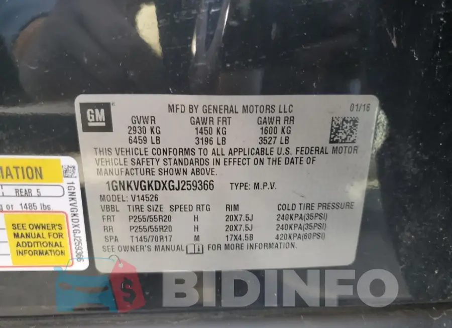 1GNKVGKDXGJ259366 Photo# 13