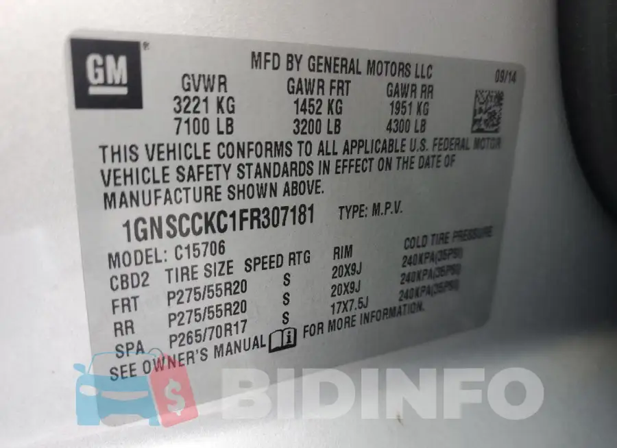 1GNSCCKC1FR307181 Photo# 13