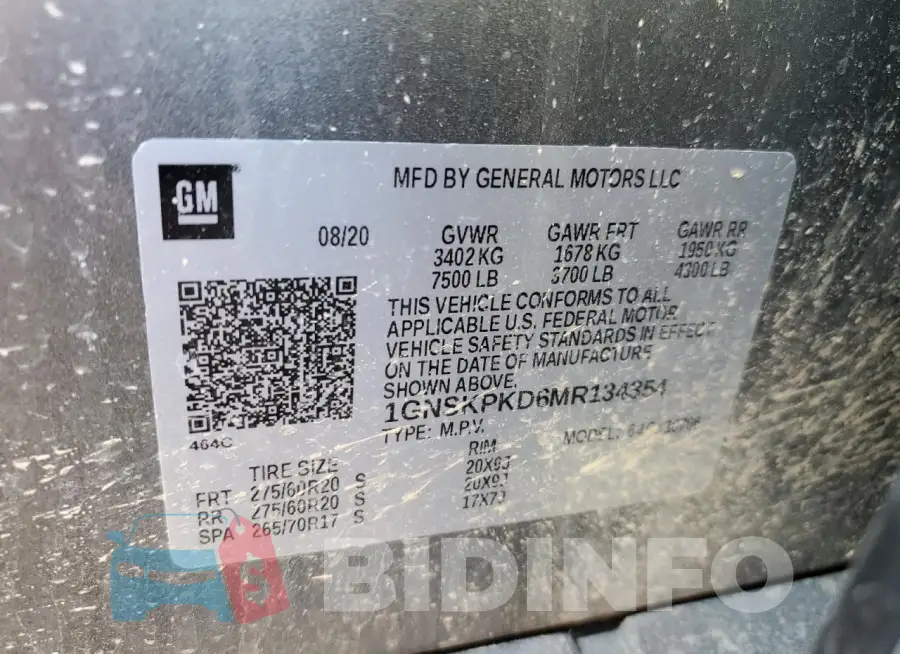 1GNSKPKD6MR134354 Photo# 14