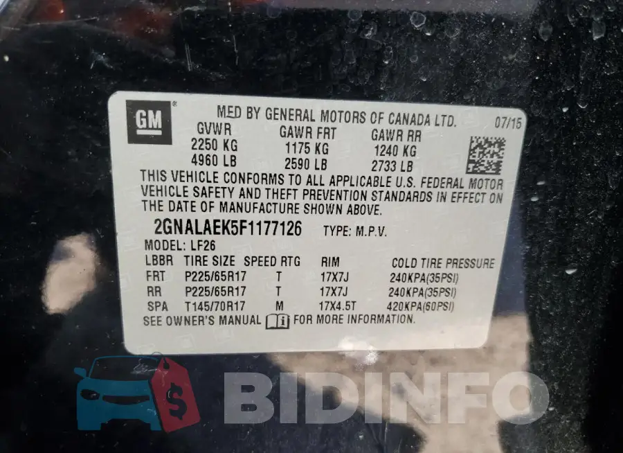 2GNALAEK5F1177126 Photo# 12