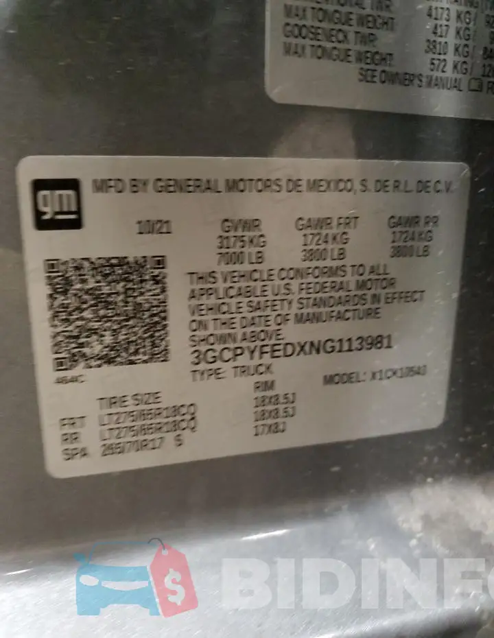 3GCPYFEDXNG113981 Photo# 12