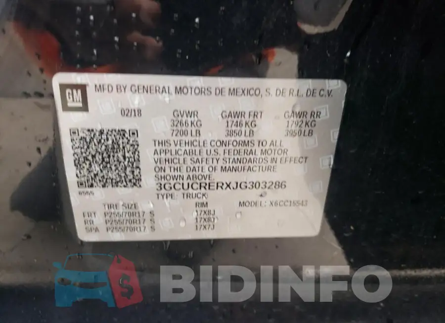 3GCUCRERXJG303286 Photo# 12