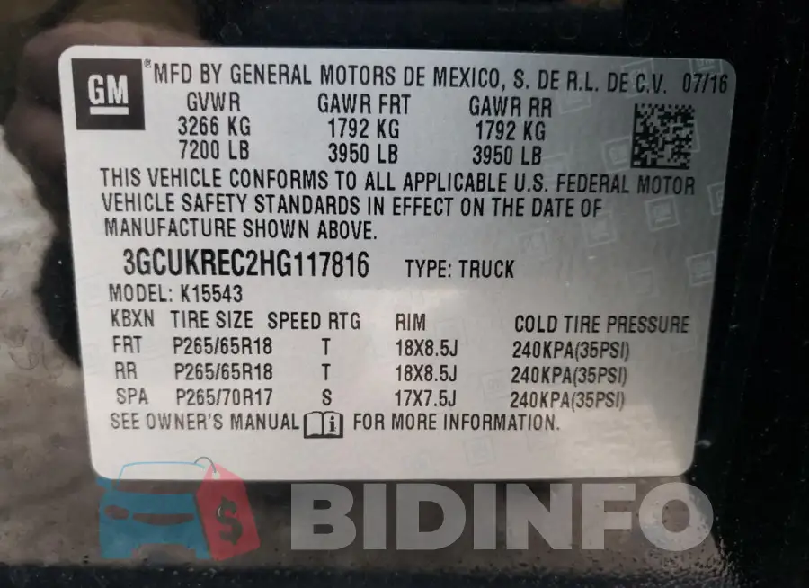 3GCUKREC2HG117816 Photo# 12