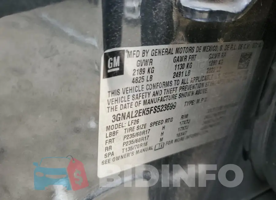 3GNAL2EK5FS523699 Photo# 12