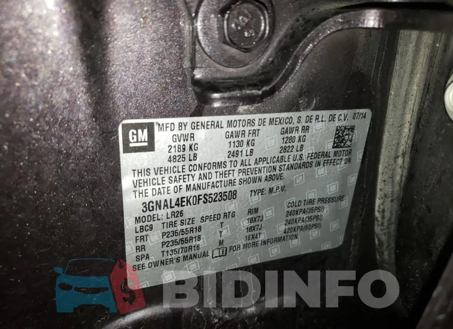 3GNAL4EK0FS523508 Photo# 13