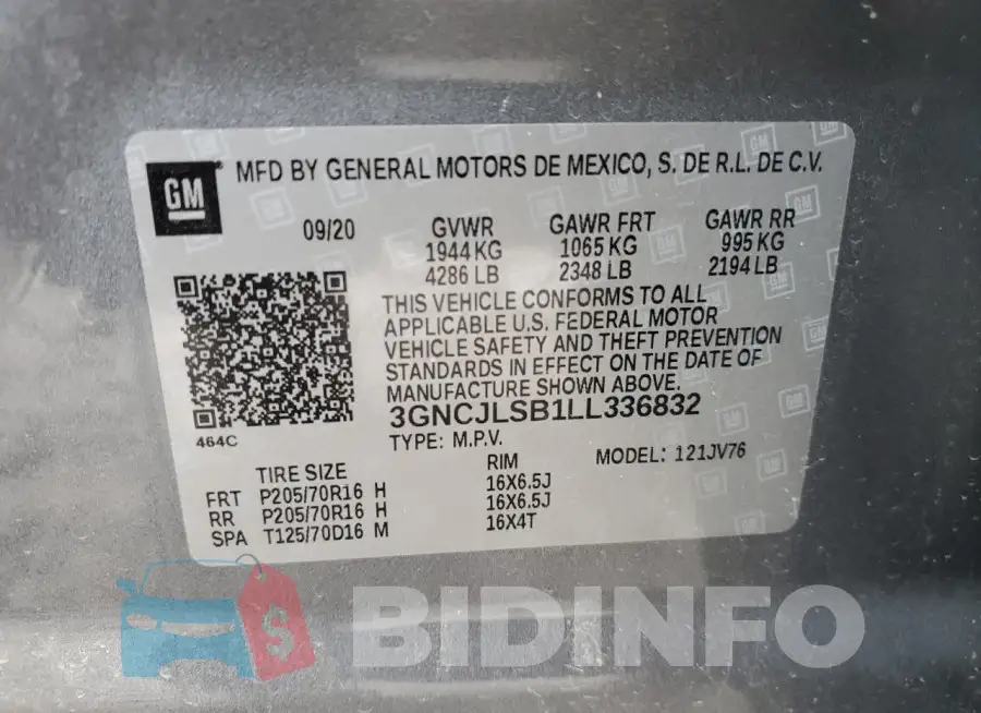 3GNCJLSB1LL336832 Photo# 14
