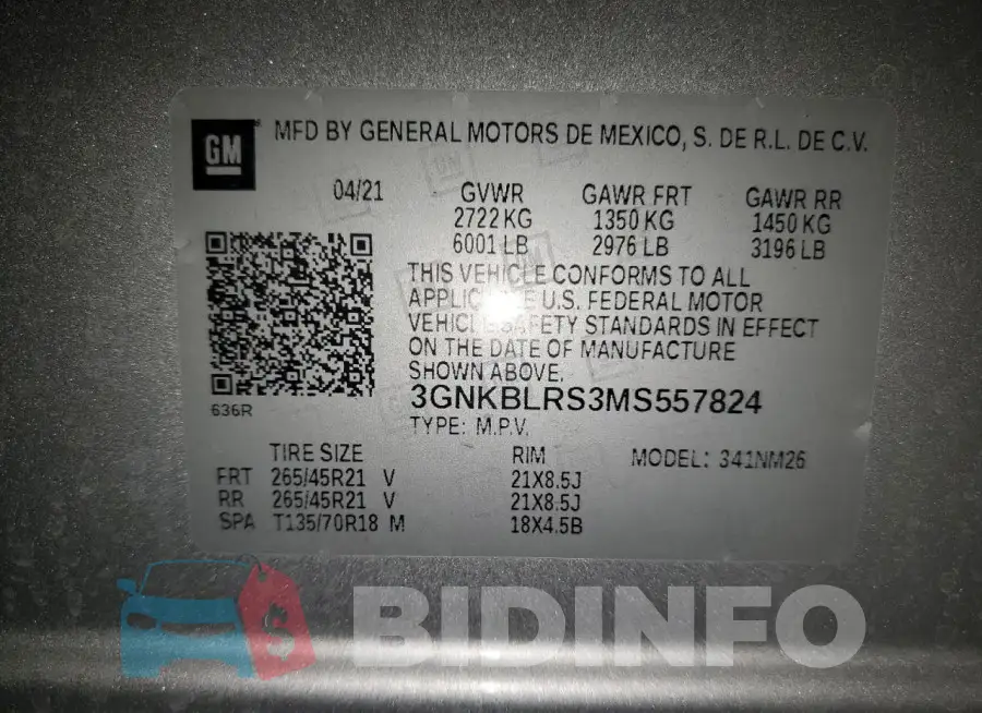 3GNKBLRS3MS557824 Photo# 13