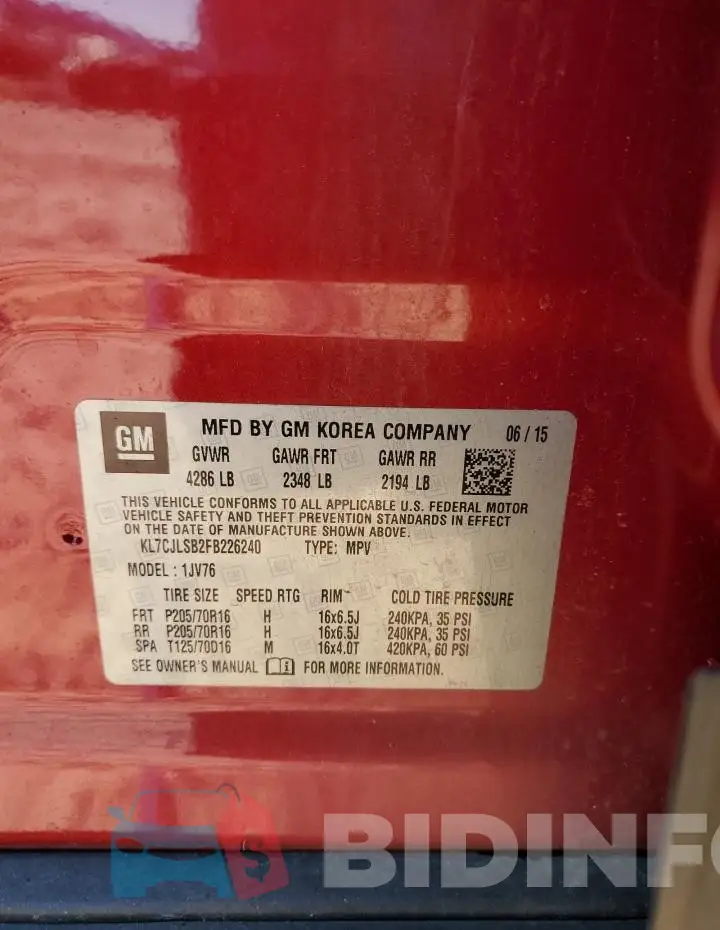 KL7CJLSB2FB226240 Photo# 12