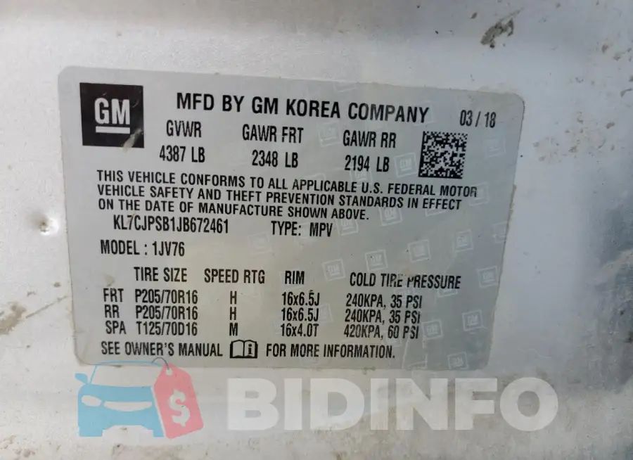 KL7CJPSB1JB672461 Photo# 13