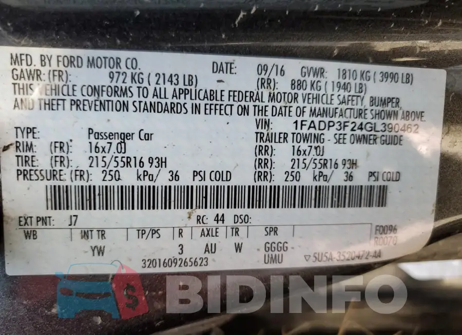 1FADP3F24GL390462 Photo# 13