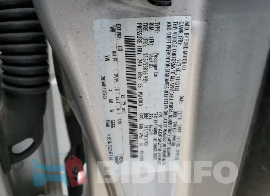 1FADP3K27GL269690 Photo# 12