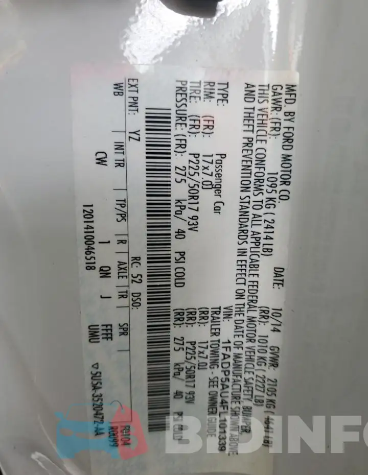 1FADP5AU4FL101339 Photo# 12